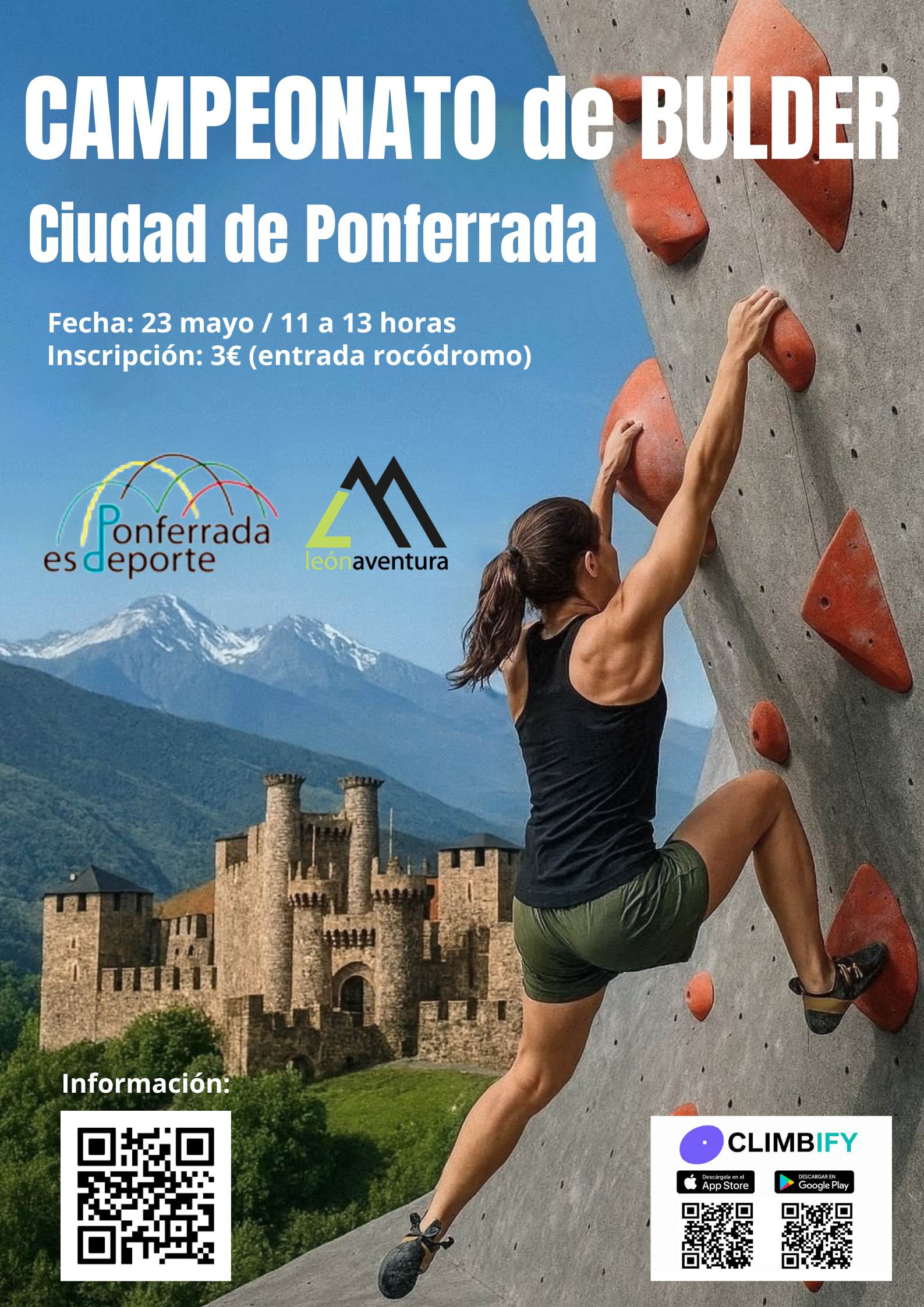 Cartel Campeonato de bulder Ciudad de Ponferrada 2026
